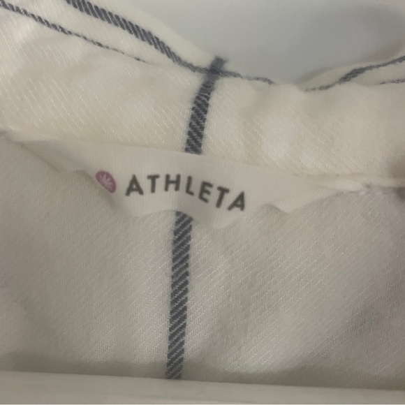 Athleta Womens Soft Button Up White Blue Plaid Shirt Size Medium - Picture 8 of 9